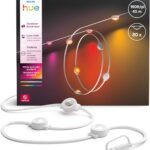 Philips Hue Festavia 150ft Permanent Outdoor String Lights, 80 Dimmable Lights, 55 Lumens Each, Weatherproof, Water-Resistant, White Wire, Color Ambience, Bridge Required