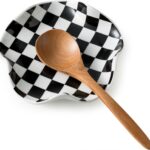 Spoon Rest for Stove Top, 5.3in Checkered Spoon Holder Utensil Rest, Ceramic Spoon Rests for Coffee Bar, Kitchen Gadget Cooking Gift for Housewarming