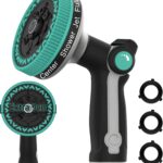 Garden Hose Nozzle | Heavy-Duty Metal Hose Sprayer Nozzle – 9cm/3.5″ Ultra-Wide Spray, 8 Adjustable Nozzle Modes, Water Hose Nozzles for Watering, Cleaning, Pets & Car Washing (New Upgraded)