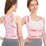 Posture Corrector for Women and Men – Back Brace for Posture Support and Pain Relief – Adjustable Back Straightener and Scoliosis Posture Corrector – Corrector de Postura (Pink, Large)