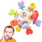 Baby Teething & Rattle Montessori Toys – Safe, Multi-Functional BPA-Free Silicone Sensory Learning Teether Toys for Infant 0-12 Months–Teething Relief & Fun Play – Perfect Baby Gift for Boys & Girls