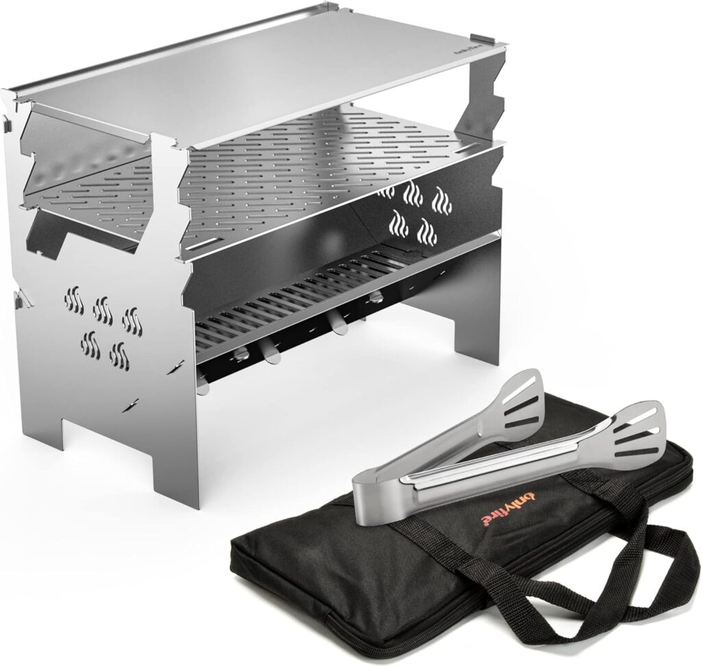 only fire Detachable Portable Charcoal Wood Grill Camping Grill for Picnic, Hiking, Backyard Cooking – with Handbag