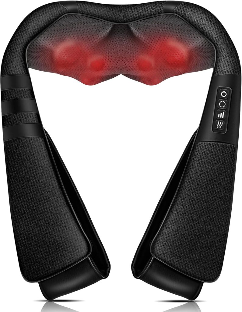 Shiatsu Neck and Back Massager with Heat, Shoulder Massager for Pain Relief Deep Tissue, Electric Deep 3D Kneading Full Body Massage Pillow for Women Men Home Office and Car