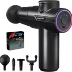 Mini Massage Gun,Portable Deep Tissue Muscle Fashion Back Massager, Handheld Percussion Massager for Pain Relief with 6 Intensities, 4 Heads, Gifts for Men and Women