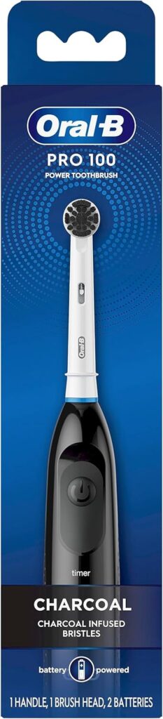 Oral-B Pro 100 Charcoal, Battery Powered Electric Toothbrush, Black