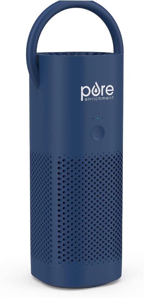 Pure Enrichment PureZone Mini Portable Air Purifier – Cordless True HEPA Filter Cleans Air & Eliminates 99.97% of Dust, Odors, & Allergens Close to You – Cars, School, & Office (Blue)