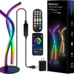 LED Table Lamp, Modern Bedside Table Light, RGBW Warm White Multicolor Changing Dimmable Nightstand Lamp with Smart App Control and Remote, 5V USB Desk Lamp for Bedroom Living Room & Offi