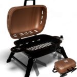 GasOne Tabletop Propane Grill – Portable Grill Propane with Heat Resistant Handles, Large Cooking Surface – User Friendly Temperature Control Knob Portable Gas Grill for RV, Camping, Home – Tan Brown