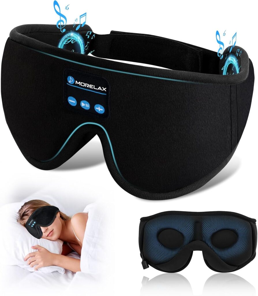 Sleep Headphones,Sleep Mask for Side Sleeper,3D Eye Mask for Sleeping with Stereo Speakers,Bluetooth Headphone,Perfect for Gifts for Women/Men Black