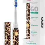 Pop Sonic Electric Toothbrush (Leopard) – Travel Toothbrushes w/AAA Battery | Kids Electric Toothbrushes with 2 Speed & 15,000-30,000 Strokes/Minute, Dupont Nylon Bristles