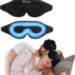 TheraICE Sleep Mask + Cooling Gel Relief – Sleep Eye Mask Blackout Blindfold Cold – 3D Contoured Relaxing No Pressure Eye Cover to Block Light for Comfortable Soothing Night Sleeping/Men & Women
