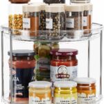 LAMU 2 Tier Lazy Susan Turntable Organizer 9.25” Rotating Spice Rack Organization for Cabinet, Kitchen, Pantry, Countertop, Bathroom, Vanity, Medicine Cabinet Organizer, Clear