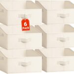Criusia Closet Organizers Bins 6 Pack – Large Closet Shelf Organizer with Handles – Fabric Trapezoid Home Organization and Storage Baskets for Organizing Clothes Toy Blanket Towel Purse Hats