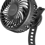A2C Rechargeable Fan for Peloton Bike & Exercise Bike – 4000mAh Portable Fan with Adjustable Strap, 3 Speed Settings, 360° Rotation – Fits 0.5-1.5″ Handlebars for Treadmill, Stroller, Golf Cart, Gym