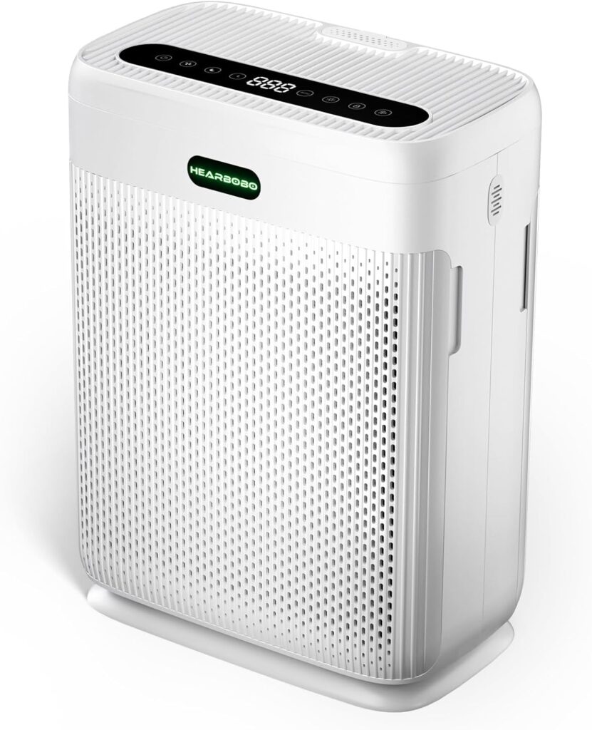 Smart Air Purifiers for Home Large Room up to 2250sq.ft, PM2.5 Air Quality Display, H13 HEPA Air Purifier for Home Pets,Hearbobo HEPA Double-Sided 8X Filters, Auto Mode Air Cleaner with Aromatherapy