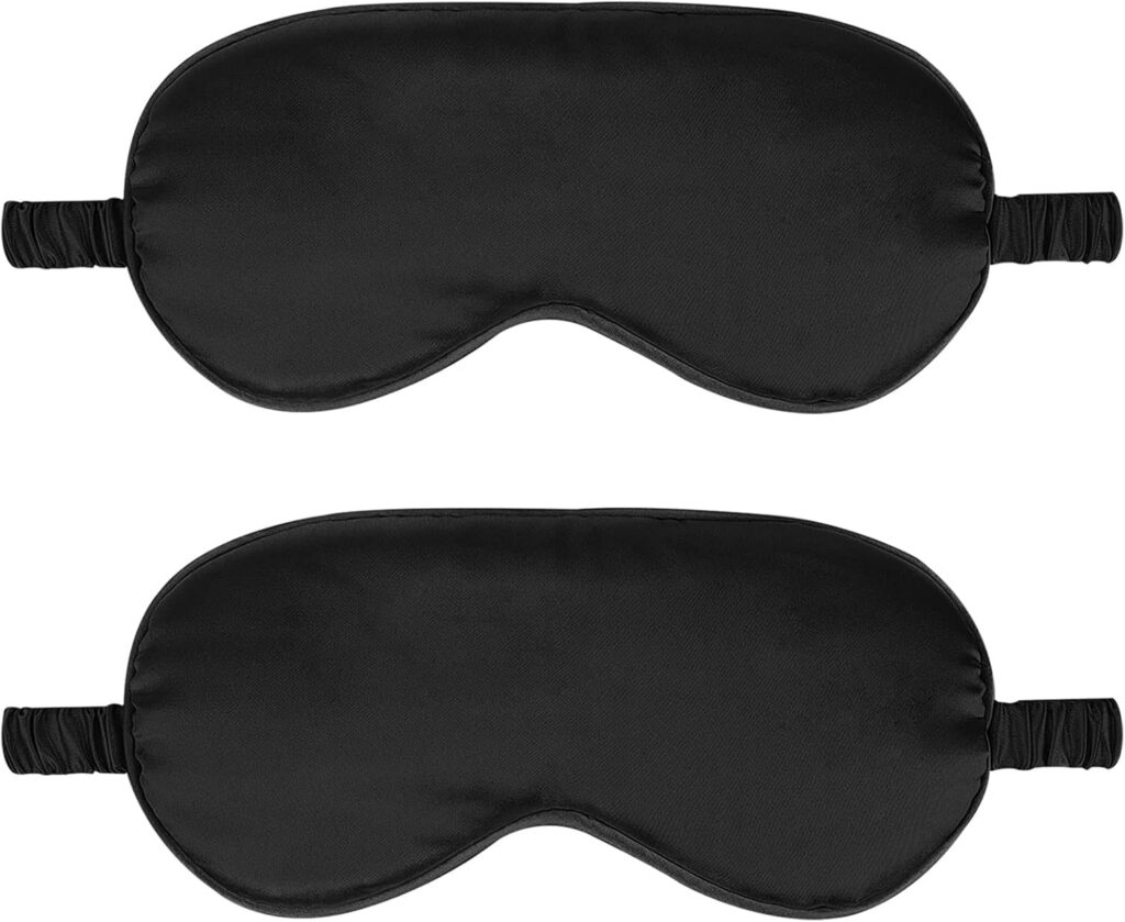 2Pack Silk Sleep Mask,Eye Mask for Sleeping,Elastic Blackout Eye Mask & Blindfold for Full Night’s Sleep,Travel and Nap(Black)