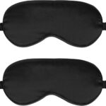 2Pack Silk Sleep Mask,Eye Mask for Sleeping,Elastic Blackout Eye Mask & Blindfold for Full Night’s Sleep,Travel and Nap(Black)
