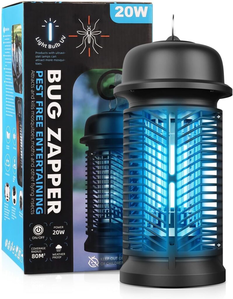 Bug Zapper Outdoor – Electric Mosquito Zapper with 4200V Powerful Grid and 20W UV Lamp,IPX4 Waterproof Mosquito Killer,Fruit Fly Traps for Home Backyard Camping Garden (20W)
