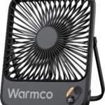 Warmco 10000mAh Portable Travel Fan 7-inch, [10-24H Runtime] Ultra-thin Digital Display Small Desk Battery Operated Fan for Camping, Office, Bedroom, Cruise Essentials 2025