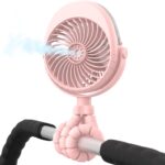 Portable Misting Stroller Fan, 4000mAh Battery Powered with 360° Pivot, Personal Mister Fan with Flexible Tripods for Cooling Outdoor Travel Office Wagon Crib Car Treadmill