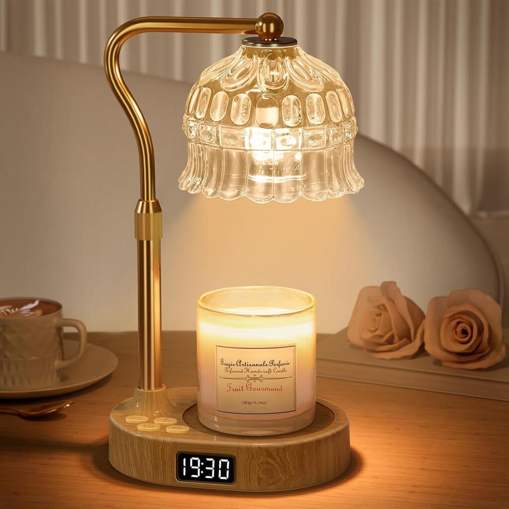 2025 Smart Candle Warmer Lamp Adjustable Height & Digital Timer | Base Control with GU10 Heating Bulb | Stylish Flameless Wax Melter for Large Jar Candles | Ideal Gift for Home & Desk