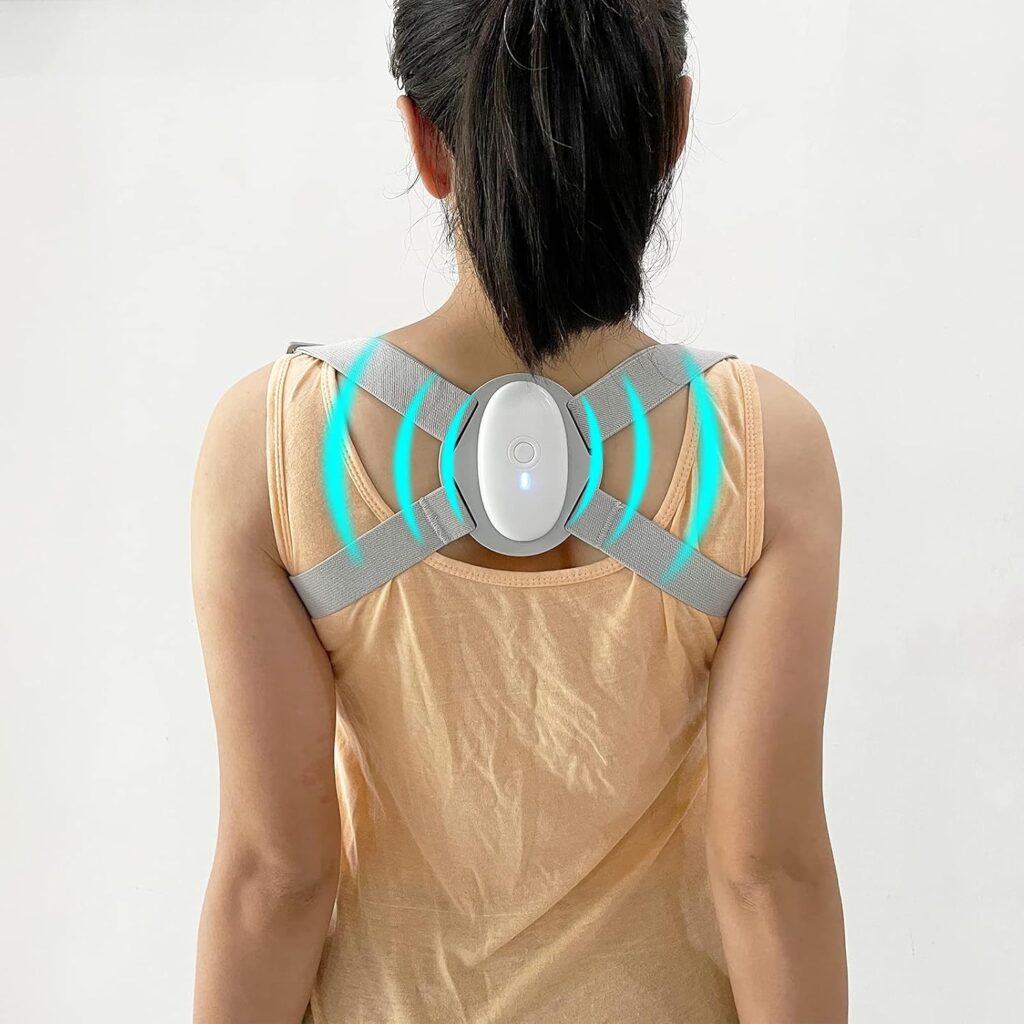 Smart Posture Corrector, Upper Back Brace with Vibration Intelligent Posture Reminder, Posture Trainer for Women/Kids/Men, Prevent Humpback, Help to Keep Right Posture to Develop a Good Habit (Gray)