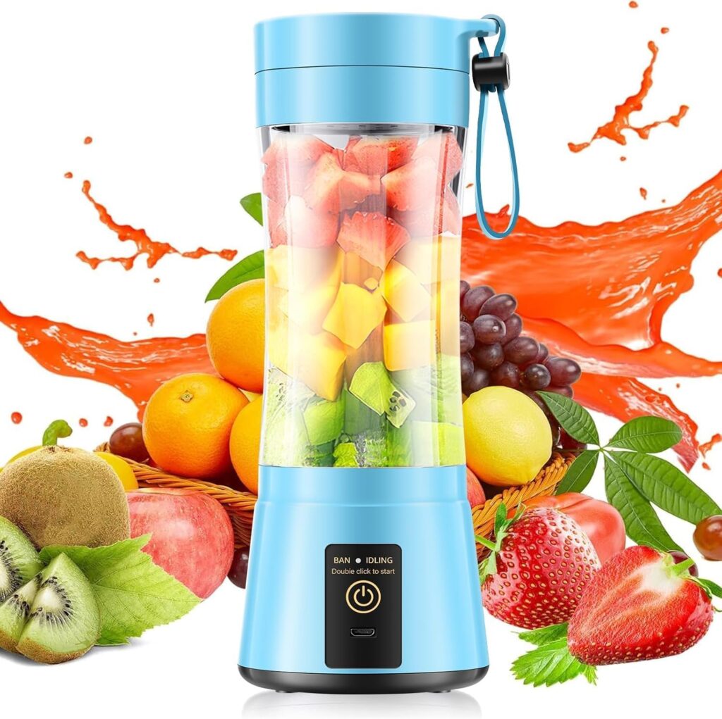 Portable Blender Make Shakes and Smoothies – USB Rechargeable Personal Size Mini Blender Freshly Squeezed, 380Ml BPA Free Travel Cup in Picnic/Office/Gym