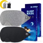 Mavogel Cotton Sleep Mask – Updated Design Light Blocking Sleep Mask, Soft and Comfortable Eye Blindfold for Men Women, Eye Mask for Sleeping/Shift Work, Includes Travel Pouch, Grey & Black