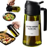 TrendPlain – Original 16oz/470ml Olive Oil Dispenser Bottle for Kitchen Gadgets and Air Fryer Accessories – Olive Oil Sprayer for Cooking w/Stickers – Black