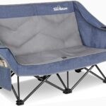 700lbs Capacity Double Camping Chair for 2 Adults – Low-Profile Outdoor Loveseat with XL Cup Holders & Storage Pockets, Heavy Duty Folding Couch for Camping, Lawn, Backyard (Navy Blue)