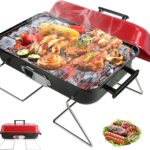 Portable Charcoal Grill for Outdoor Cooking – Small Tabletop BBQ Smoker Grill with Lid, Folding Design for Camping, Picnics, Beach, Backyard & Tailgating