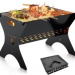Camping Campfire Grill, Portable Folding Charcoal Grills, Backpacking BBQ Grill with Carry Bag, Outdoor Fire pit for Camping, Picnic, Bonfire, Patio, Backyard-16 Inch