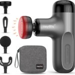 Mini Massage Gun with Heat, Deep Tissue Massage Gun, Portable Percussion Muscle Massager with 4 Massage Heads for Athletes