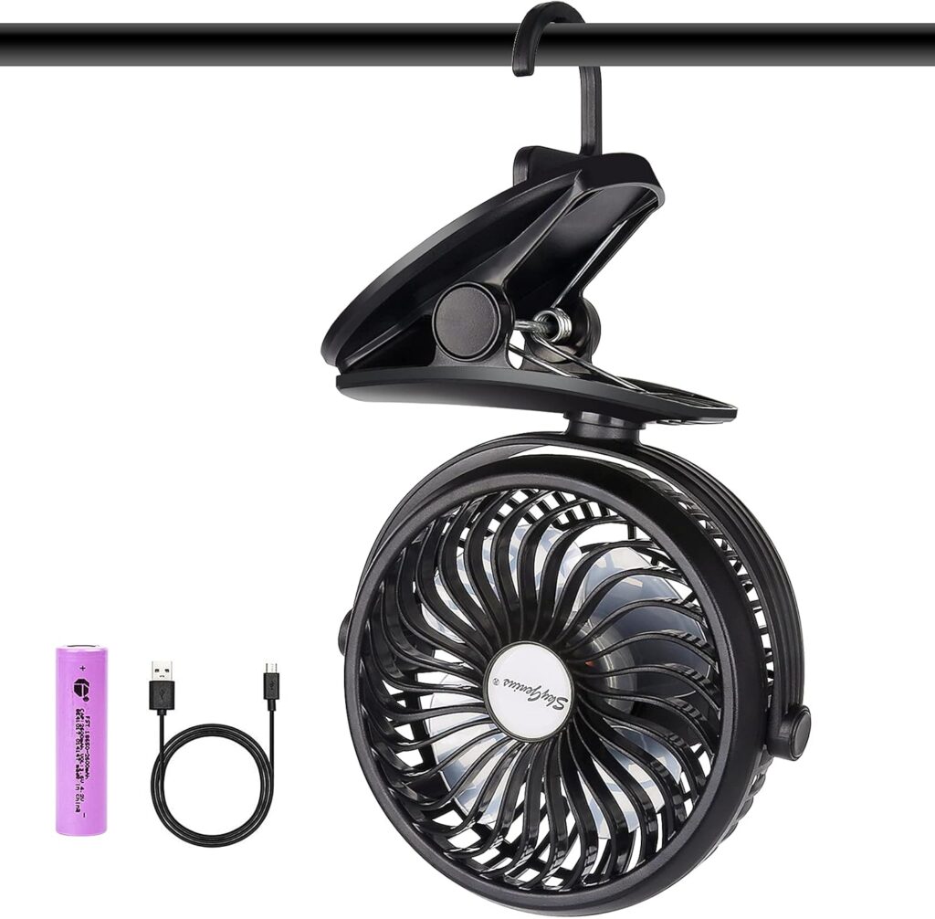 Battery Operated Stroller Fan, Portable Clip on Mini Desk Fan with 2600mAh Rechargeable Battery, USB Powered Clip Fan for Baby Stroller Office Outdoor Travel