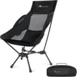 MOON LENCE High Back Folding Camping Chair, 330lbs Portable Compact Chair with Wide Seat & Ergonomic Back Support (Black)
