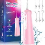 Water Flosser for Teeth, Cordless Oral Irrigator Portable Dental Cleaner Picks with 8 DIY Modes 7 Jets 300ml Tank Braces Flossers Rechargeable (Pink)
