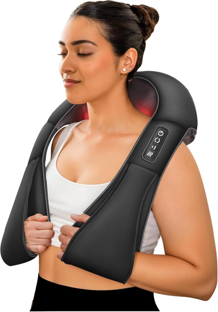 COMFIER Shiatsu Neck and Shoulder Massager,Gifts for Mom Dad,Deep Kneading Massage Pillow with Heat, Back Massager, Pillow Massage, Black
