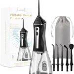 Water Flosser, 4 Modes, Portable 320ml Large Tank Water Flosser Oral Cleaner IPX7 Waterproof Cleaning Flosser for Home Travel 1（Black） (Black)