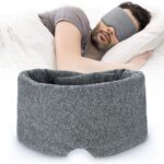 FRESHME Cotton Sleep Eye Mask for Women Men – 100% Blocking Light Travel Blindfold, Soft Zero Pressure Grey Eyes Cover with Adjustable Velcro Strap for Side Sleeper Night Sleeping, Work Nap and Yoga