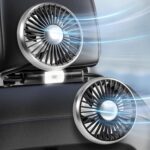 Dealswin Car Fan for Backseat Kids, 2025 Upgraded Dual-Head Car Seat Fans with LED Lights, 3-Speed and 360° Rotatable USB Powered for SUV, RV, Truck, Vehicles