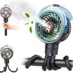 Misting Baby Stroller Fan, 100ml Portable Misting Fan for Stroller, Outdoor Clip On Fans for Baby Detachable Tripod, Handheld Fans, Desk Fans, Cooling Fanes for Treadmill, Car, Travel, Work (Black)
