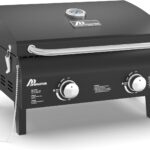 Black Portable Gas Grill, Dual 10,000 BTU Burners, 275 Sq.In Cooking Space, Push-to-Start Ignition, Wind-Proof Lid with Built-in Thermometer, Perfect for Camping Tailgates & Backyard BBQ Cookouts