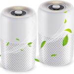 2 Pack YARIKI Air Purifiers for Bedroom Home with Aromatherapy Function,Small Air Purifier with Nightlight Speed Control,24dB Low Noise for Better Sleep,For Pet Room Dorm Kitchen,P60 (White)