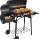 Charcoal Grill Offset Smoker: Charcoal Barbecue Grills with Spacious Cooking Area | Barrel BBQ Grill and Smokers Combo for Outdoor Patio Backyard Camping and Parties
