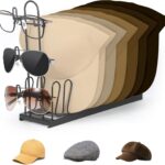 Hat & Sunglasses Organizer Rack, Foldable Storage Stand for 8 Baseball Caps & 3 Glasses – Space-Saving Hat Holder, Gift for Hat Lovers, Ideal for Closet, RV, Bedroom, or Vanity Table
