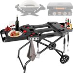 Hisencn Grill Stand for Weber Q1200, Q1000, Q2200, Q2400 Portable Grill Cart for Blackstone 17″& 22″ Table Top Griddles, Griddle Stand for Blackstone & Weber Travel and Camping