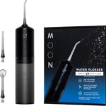 Moon Cordless Water Flosser for Teeth Cleaning, Plaque Removal & Gum Health – Water Pick with Gentle or Deep Clean Mode, 4 Interchangeable Tips & 8 Week Charge – Safe for Braces (1 Count)