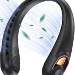 KIDEE Neck Fan, Portable Bladeless Neck Fans, Upgrade 360° Airflow, Super Quiet, 3 Speeds, 4000mAh Personal Wearable Neck Fan, Upgraded Cooling Air Volume USB Rechargeable Hands Free Fan