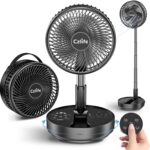 F9 Portable Fan, 10000mAh Rechargeable Battery Powered for Travel Sleeping Camping Bedroom Outdoor, Cordless Floor Desk Fan, Oscillating Folding USB Fan with Remote, 4 Speed, Timer, 7.7″
