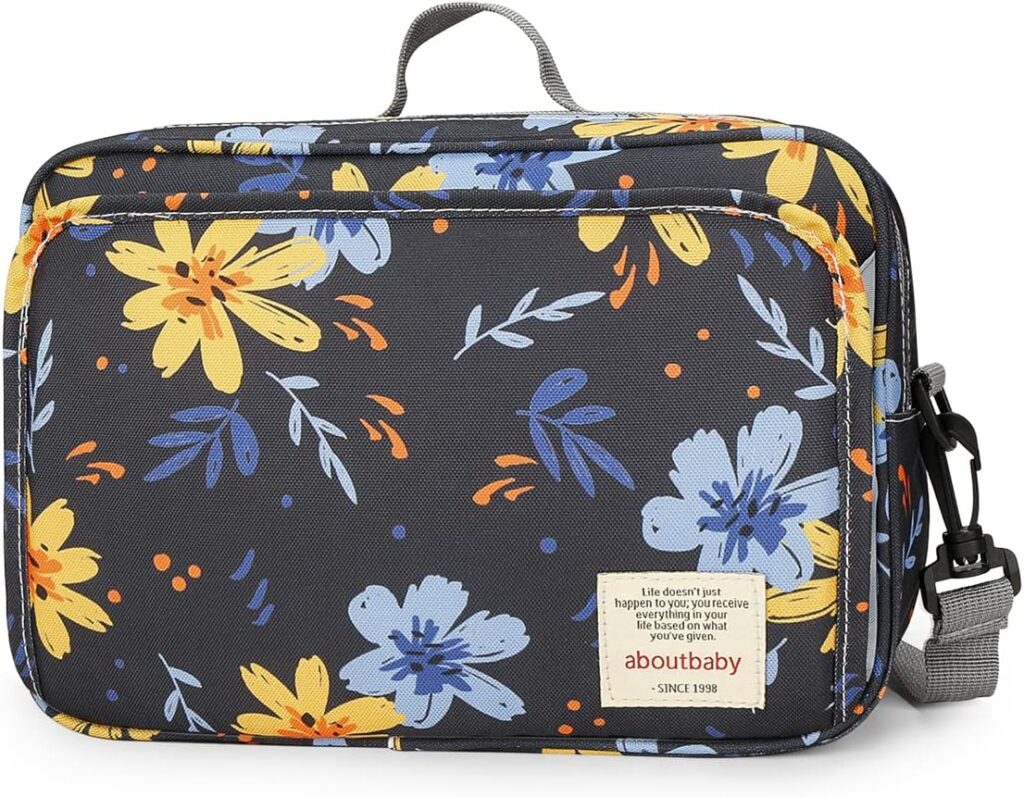 MOMIGO Baby Diaper Caddy Bag – Diaper Caddy Tote Baby Stroller Bag Nursery Storage Bin for Diapers, Wipes & Toys Mini Diaper Bag for Outdoor (Yellow Flower)